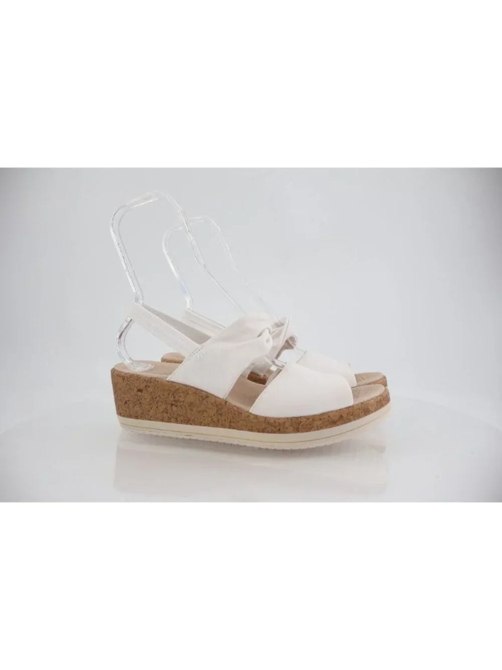 Bzees Women Remix Sandal Size 11 Wedge Heel Slip On WhiteTextile Casual Comfy